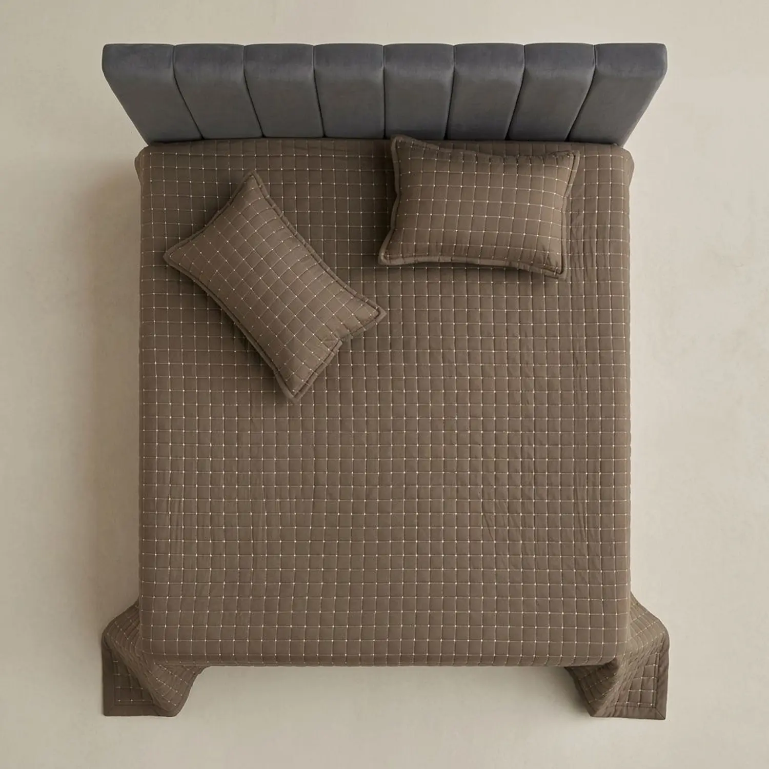 The Charter Premium Quilted Bedspread Set Coffee Brown – Luxury Microfiber Bedding for King & Queen Beds